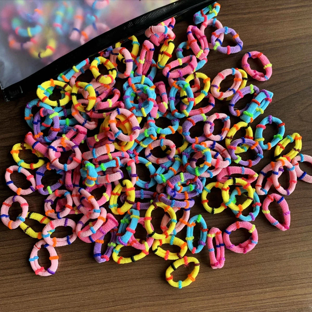 50/100Pcs Colorful Nylon Hair Bands for Children Scrunchie Hair Ties Rubber