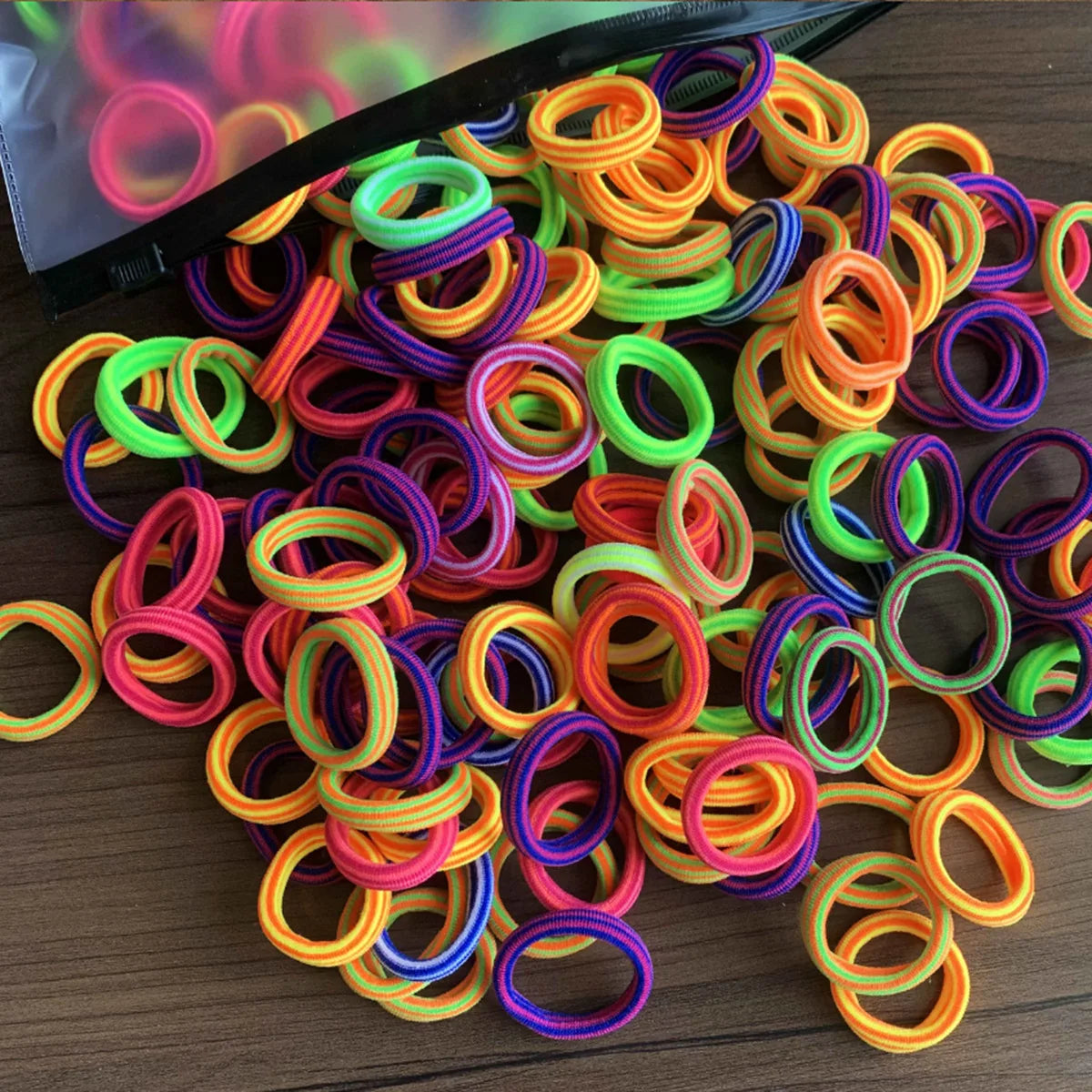 50/100Pcs Colorful Nylon Hair Bands for Children Scrunchie Hair Ties Rubber