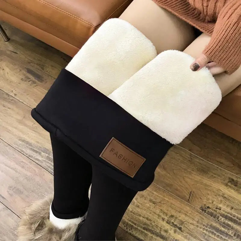 Winter Thicken Warm Leggings Women Lamb Cashmere Joggers High Waist