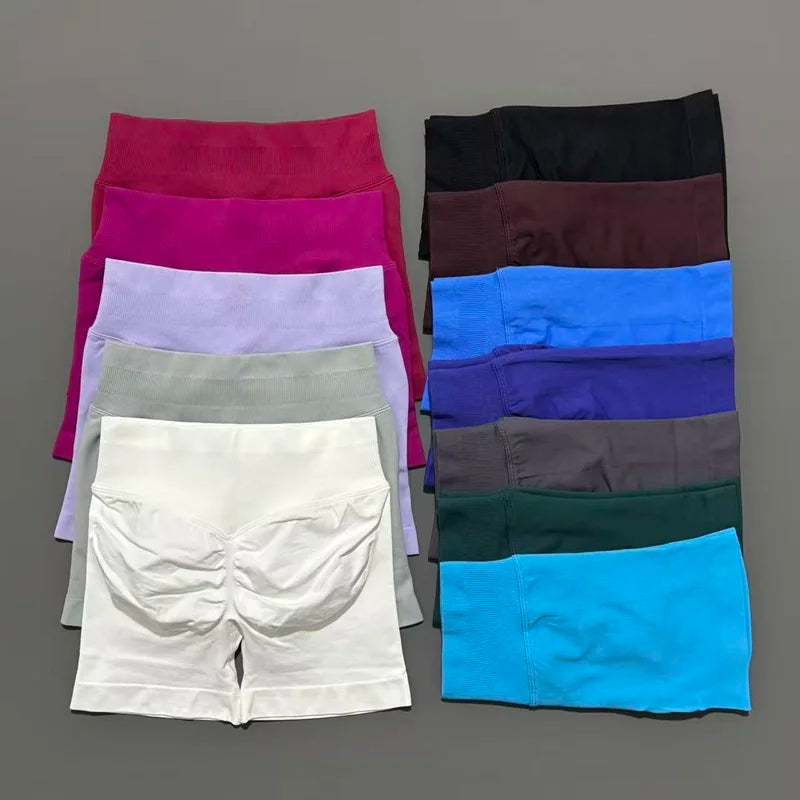 Women Yoga Shorts Seamless Low Waist Scrunch Bum Gym Leggings Workout Stretch