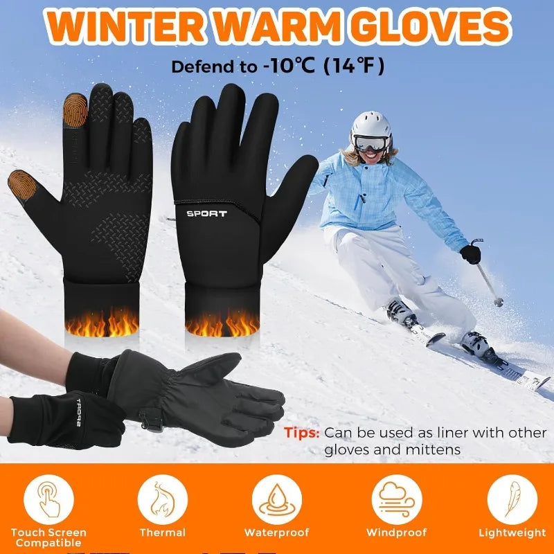 Winter Warm Gloves Touch Screen Windproof Cold-proof Cycling Gloves