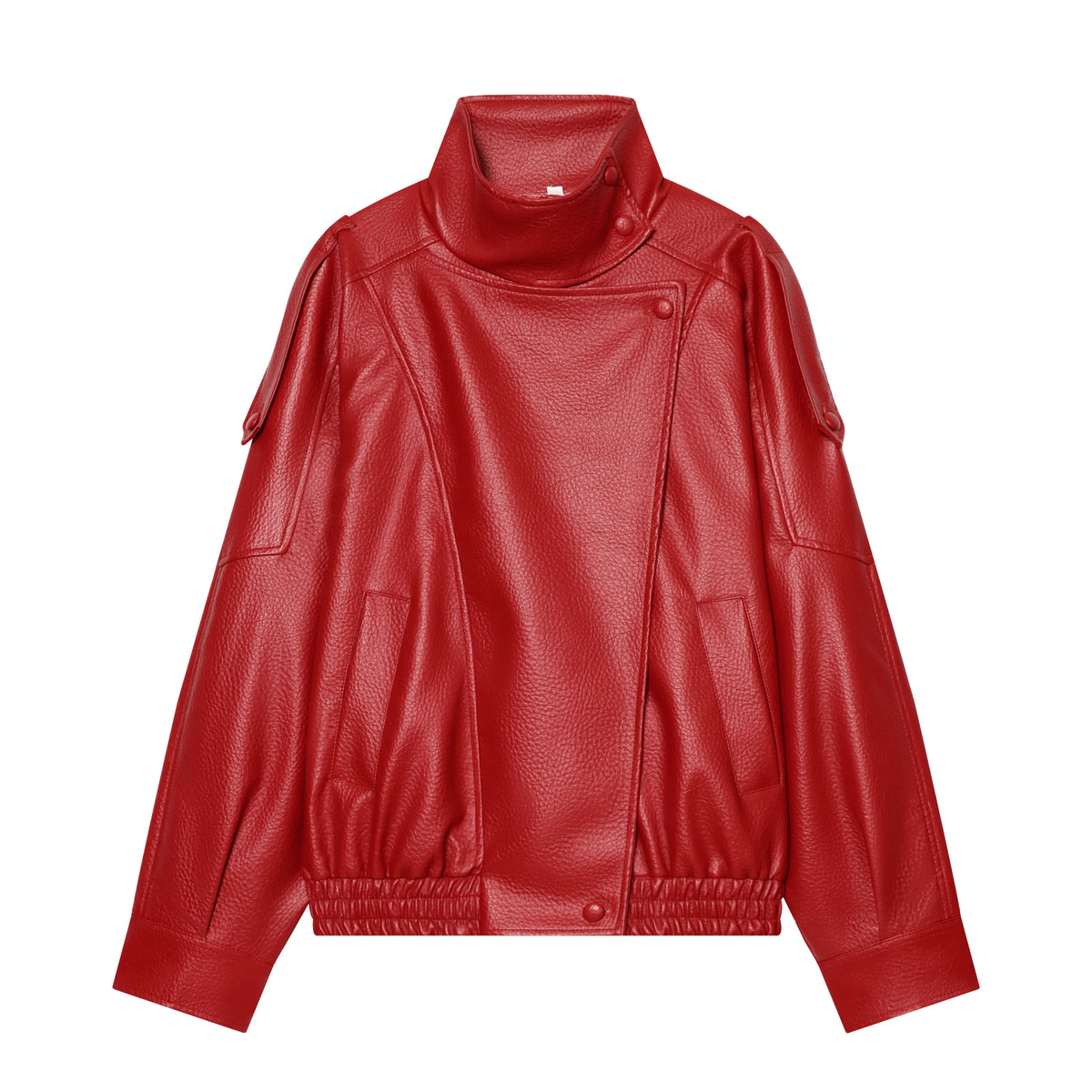 TFMLN Chic Black Faux Leather Jackets Women Long Sleeve