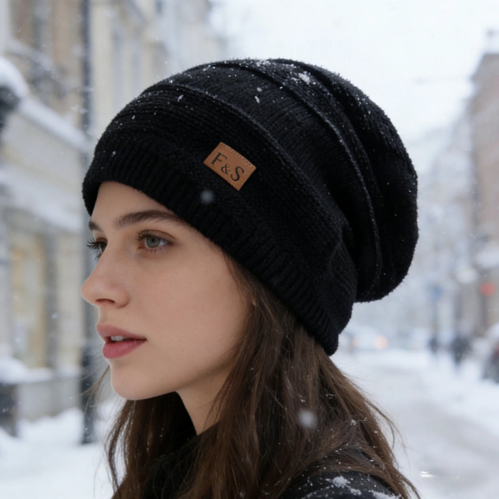 New Unisex Slouchy Winter Hats Add Fur Lined Men And Women Warm Beanie Cap