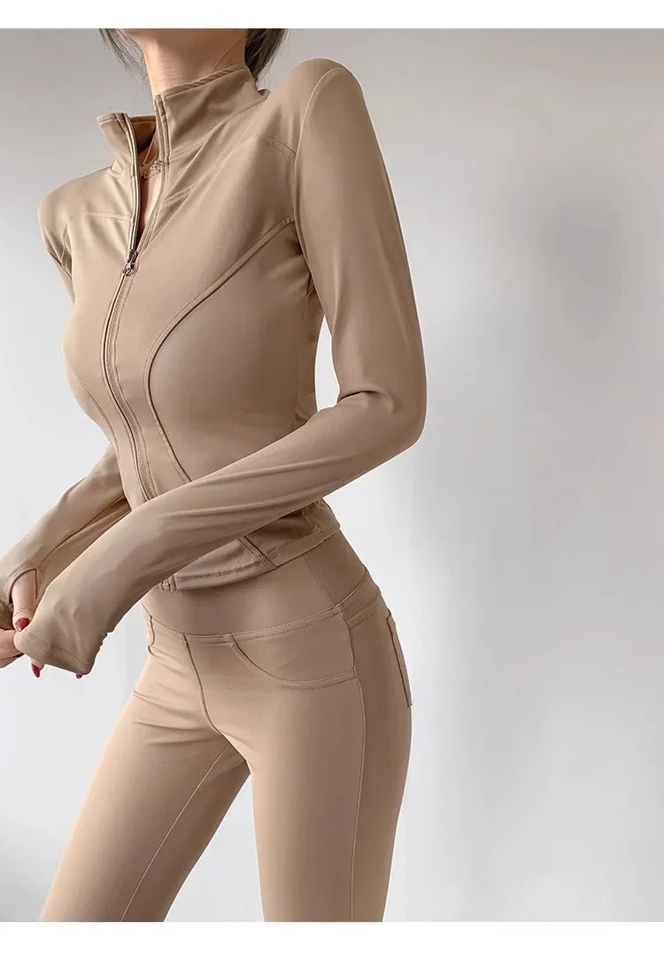 Sun Quick Drying Sports Coat Women's Tight Top Yoga Jacket Long