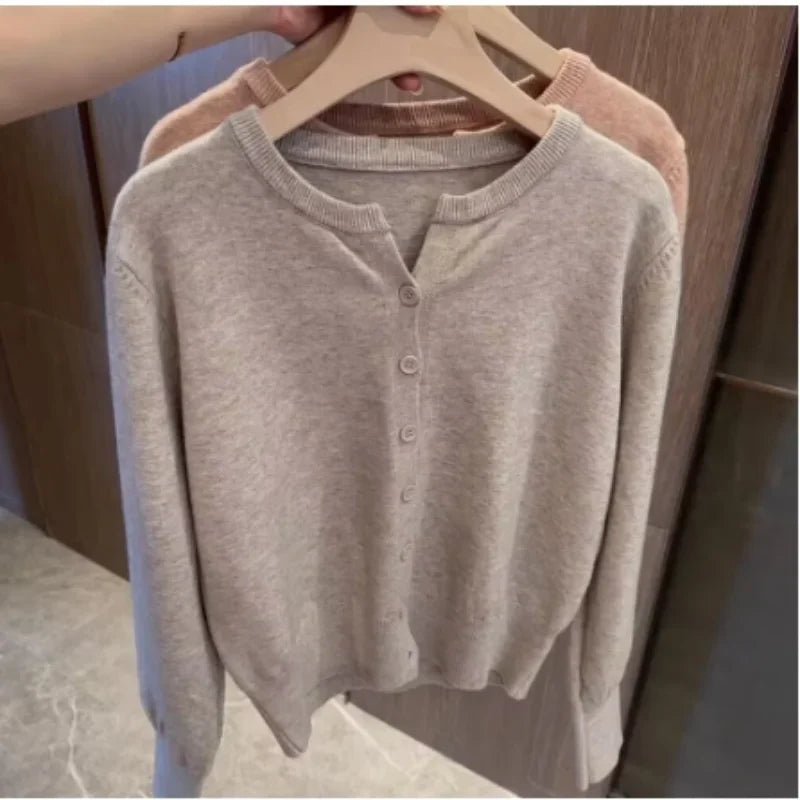 Women's Fleece Knit Loose Short Cashmere Sweater