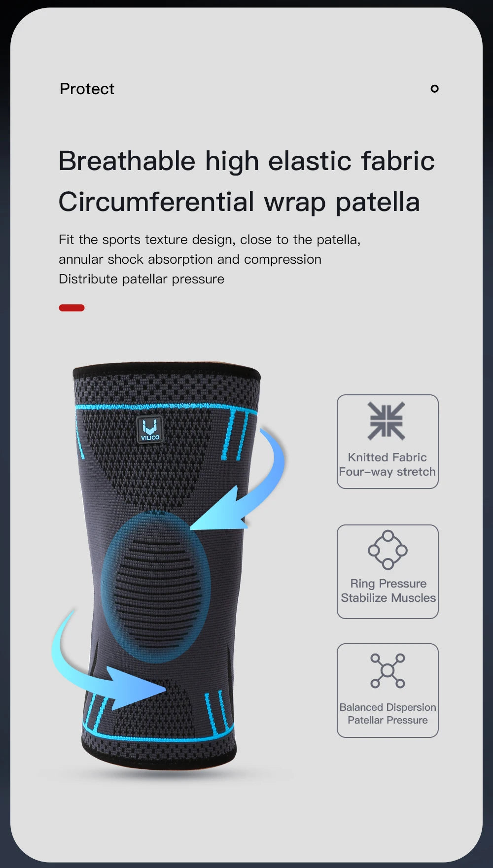 Compression Knee Support Sleeve Elastic Breathable Knee Pads