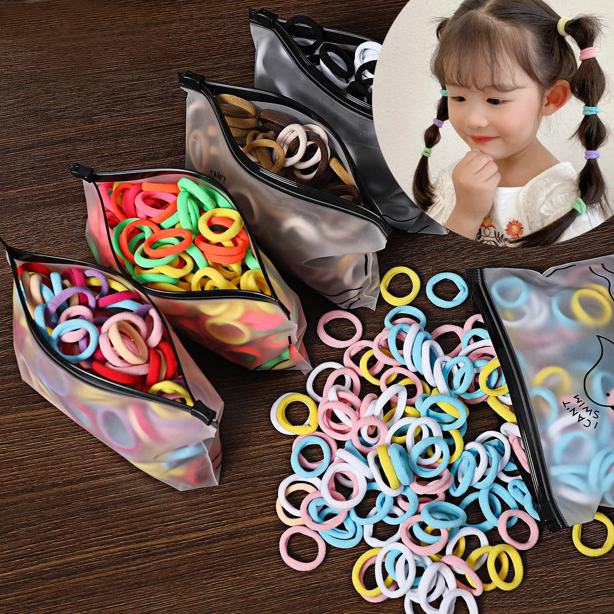 50/100Pcs Colorful Nylon Hair Bands for Children Scrunchie Hair Ties Rubber