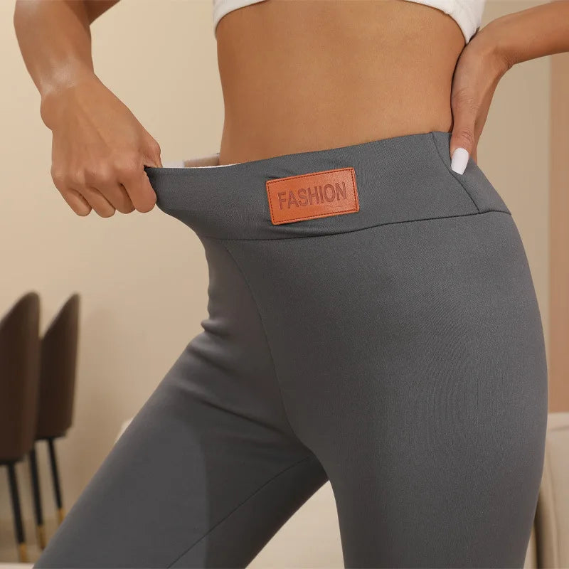 Winter Thicken Warm Leggings Women Lamb Cashmere Joggers High Waist