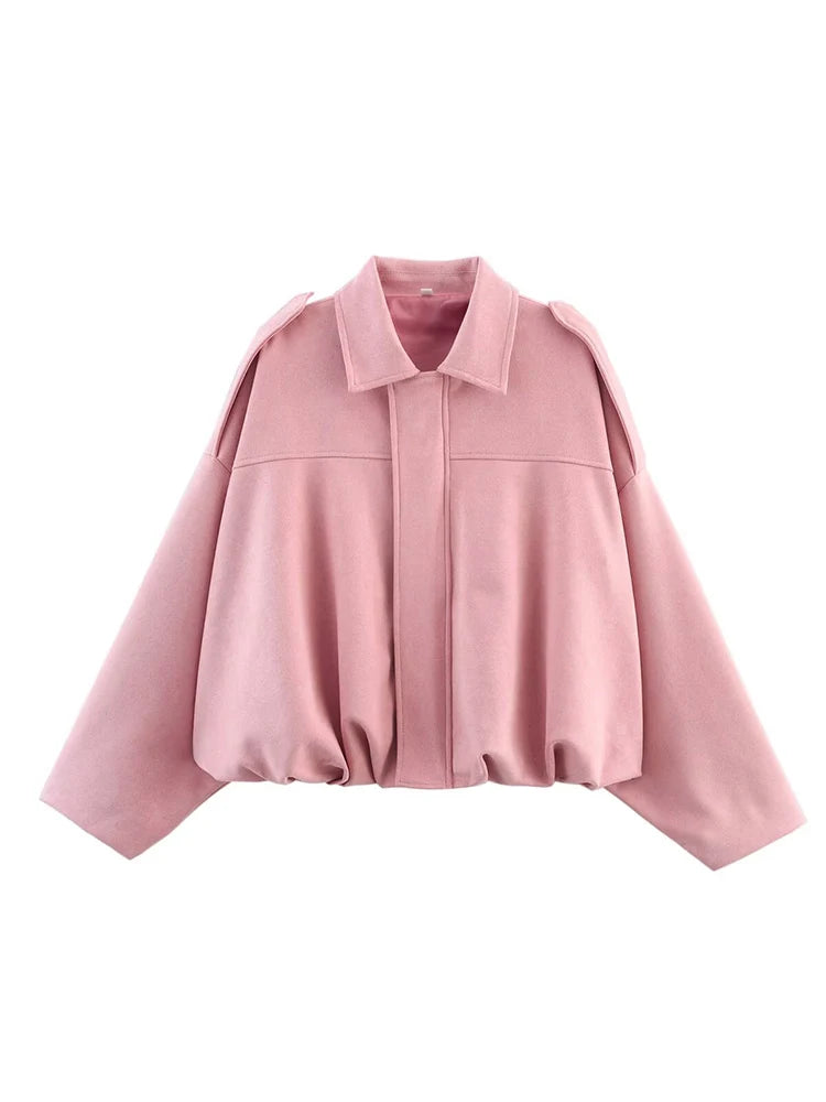Women Suede Bomber Jacket Spring New Fashion Long Sleeve Zipper