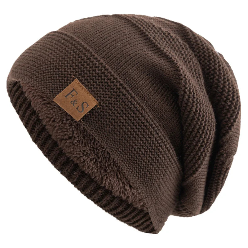 New Unisex Slouchy Winter Hats Add Fur Lined Men And Women Warm Beanie Cap