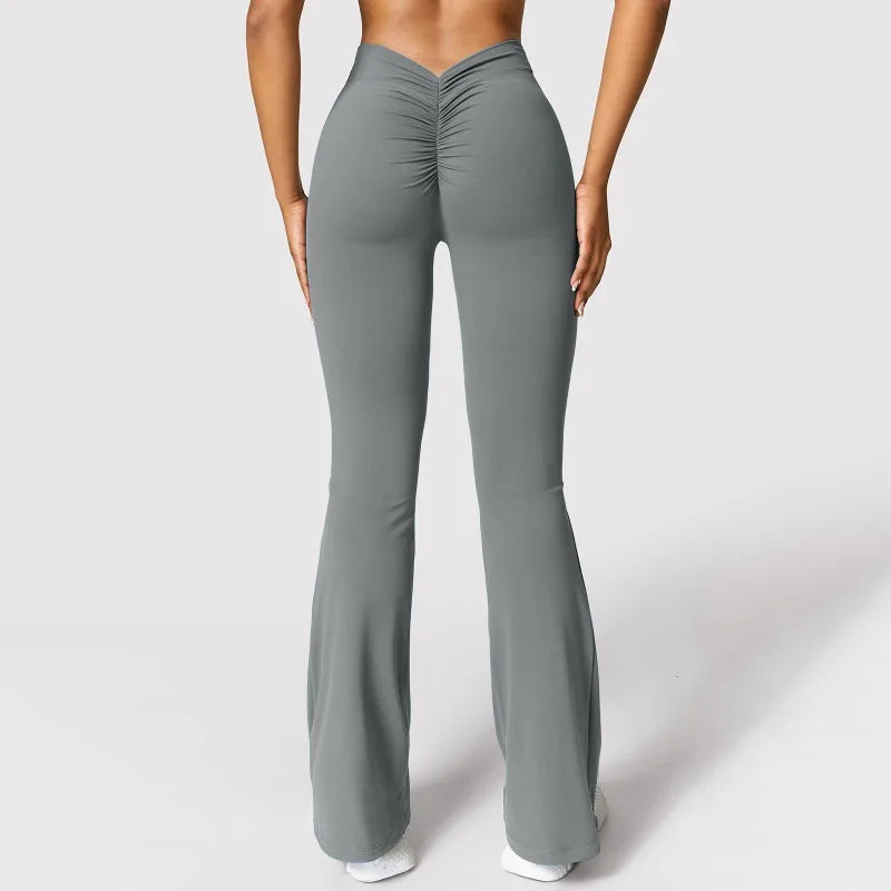 Micro Horn Leggings Women V-back Waist Sports Pants High Waist Push Up