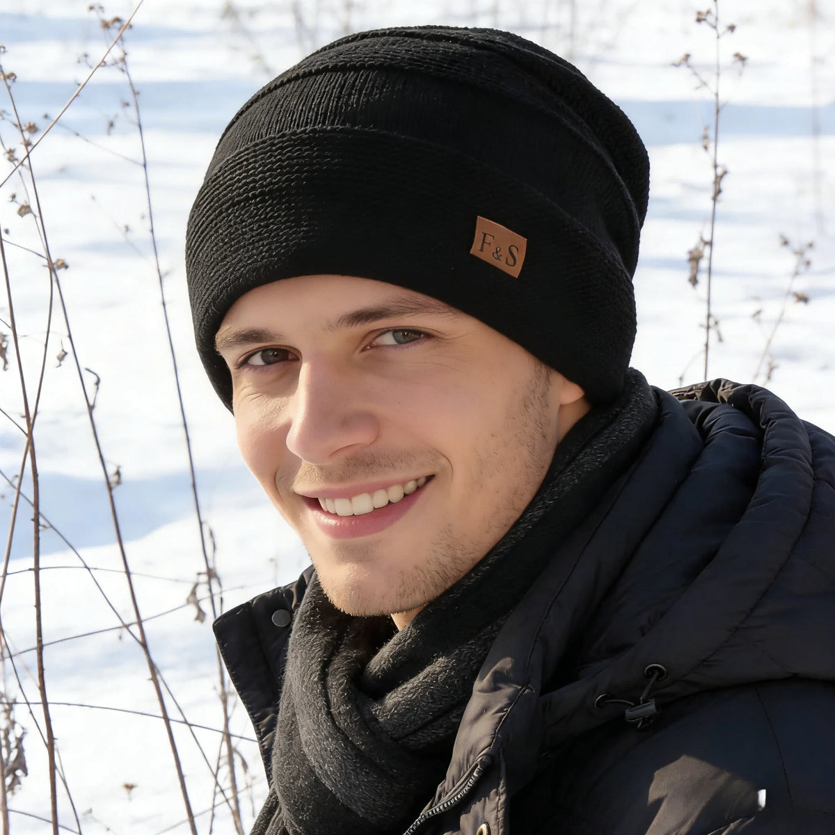 New Unisex Slouchy Winter Hats Add Fur Lined Men And Women Warm Beanie Cap